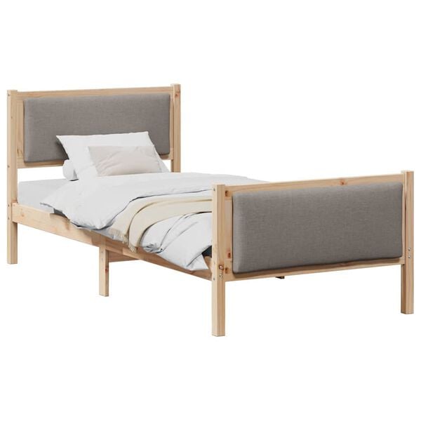 vidaXL Estrutura da Cama Cinzento-acastanhado 90 x 190 cm tecido