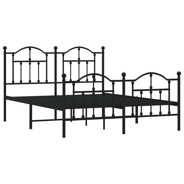 vidaXL Estrutura de cama com cabeceira e p&eacute;s 150x200 cm metal preto