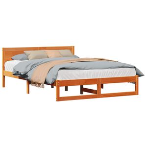 vidaXL Estrutura da Cama com cabeceira Marrom Cera 140 x 200 cm