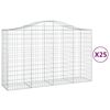 vidaXL Cestos gabi&atilde;o arqueados 25pcs 200x50x120/140 ferro galvanizado