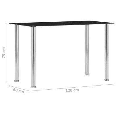 vidaXL Mesa de jantar 120x60x75 cm vidro temperado preto