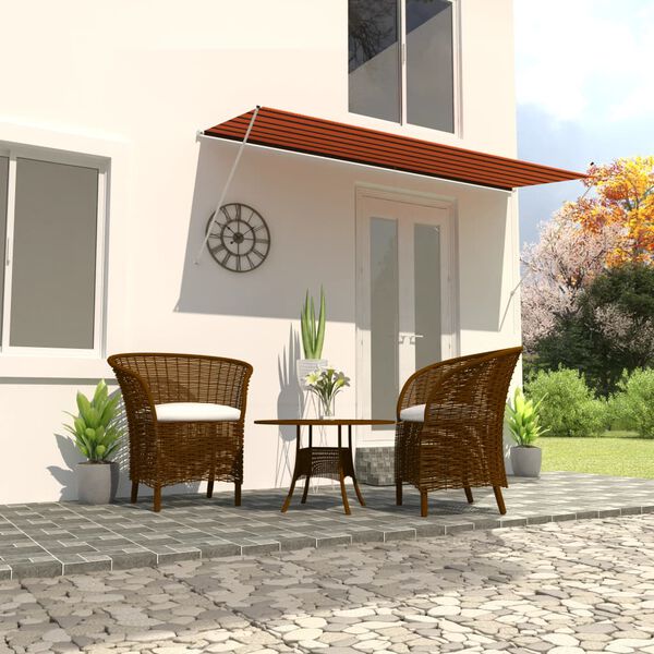 vidaXL Toldo retr&aacute;til 350x150 cm laranja e castanho
