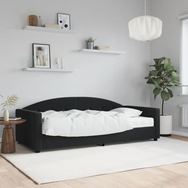 vidaXL Sof&aacute;-cama com colch&atilde;o 90x200 cm veludo preto