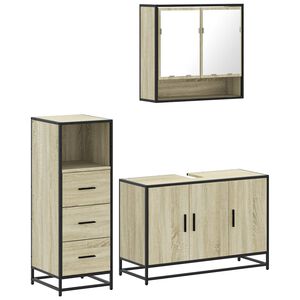 vidaXL 3 pcs conj. m&oacute;veis casa banho derivados madeira carvalho sonoma