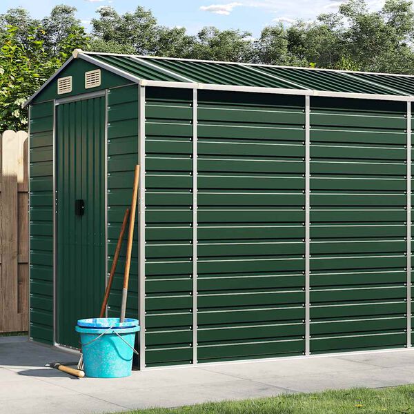 vidaXL Abrigo de jardim 191x640x198 cm a&ccedil;o galvanizado verde