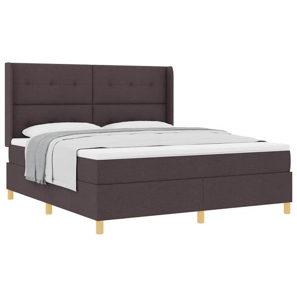 vidaXL Cama Box Spring com colch&atilde;o Castanho escuro 180 x 200 cm tecido