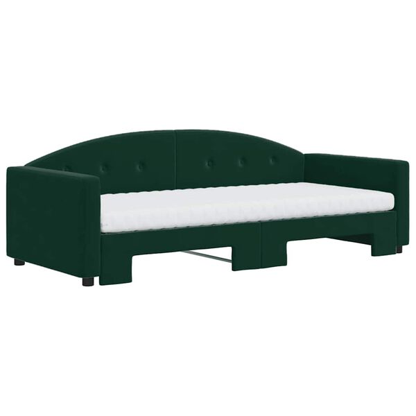 vidaXL Sof&aacute;-cama c/ gavet&atilde;o e colch&otilde;es 90x200cm veludo verde-escuro