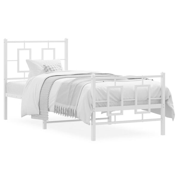 vidaXL Estrutura de cama com cabeceira e p&eacute;s 75x190 cm metal branco