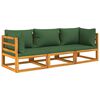 vidaXL 3 pcs conj. lounge jardim madeira c/almofad&otilde;es verdes
