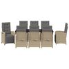 vidaXL Conjunto de Jantar para Jardim com almofada 9 pcs Bege vime PE