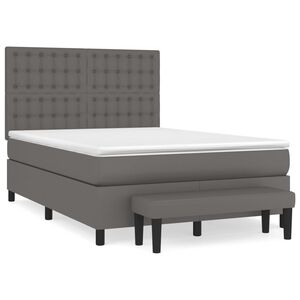 vidaXL Cama com molas/colch&atilde;o 140x190 cm couro artificial cinzento