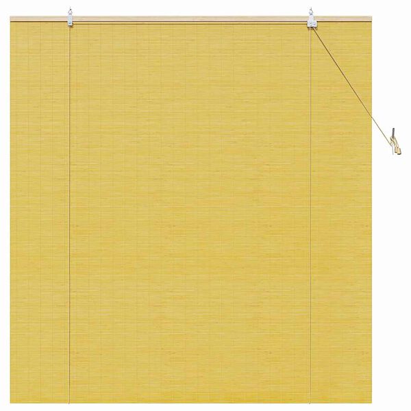 vidaXL Estores de rolo com cortinas Manual Amarelo 140 x 160 cm Bambu