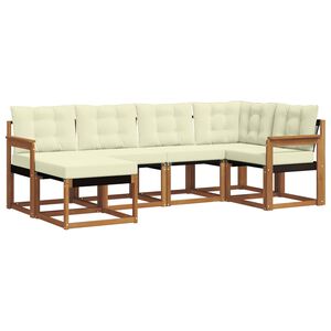 vidaXL Conjunto de Sof&aacute;s para Exterior 6 pcs Natural e Creme