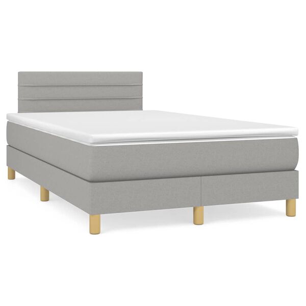 vidaXL Cama boxspring com colch&atilde;o 120x190 cm tecido cinzento-claro