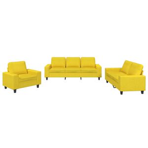 vidaXL 3 pcs conjunto de sof&aacute;s tecido amarelo-claro