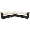 vidaXL 7 pcs conjunto lounge de jardim c/ almofad&otilde;es vime PE preto