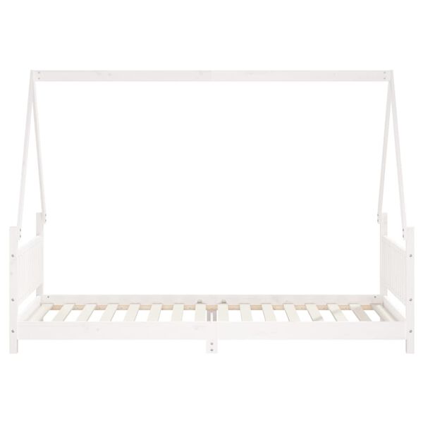 vidaXL Estrutura de cama infantil 90x200 cm pinho maci&ccedil;o branco