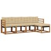vidaXL Conjunto de Sof&aacute;s para Exterior 5 unid. Natural e Bege