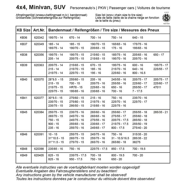 ProPlus Correntes de neve para pneus de carro 16 mm KB45 2 pcs