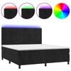 vidaXL Cama box spring c/ colch&atilde;o/LED 160x200 cm veludo preto