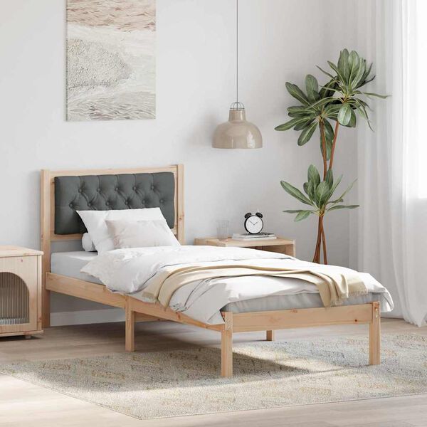 vidaXL Estrutura da Cama com cabeceira Cinza Escuro 90 x 190 cm