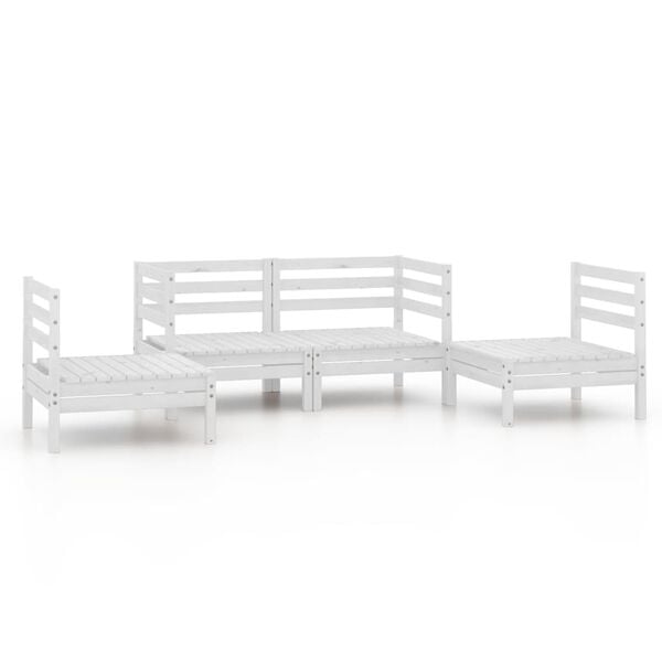 vidaXL 4 pcs conjunto lounge de jardim pinho maci&ccedil;o branco