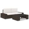vidaXL 3 pcs conjunto lounge para jardim vime PE castanho