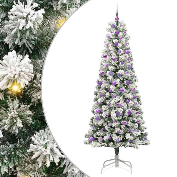 vidaXL &Aacute;rvore de Natal Articulada Artificial Verde e Branco 240 cm