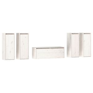 vidaXL M&oacute;veis de TV 5 pcs madeira de pinho maci&ccedil;a branco