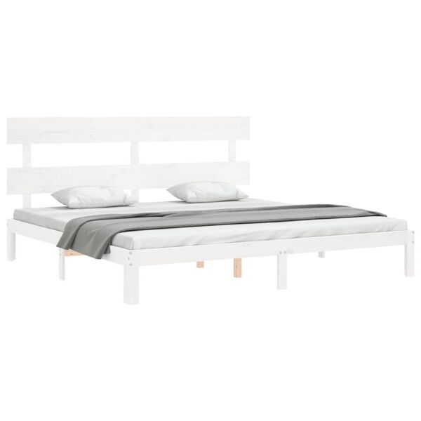 vidaXL Cama sem colch&atilde;o 200x200 cm madeira de pinho maci&ccedil;a branco