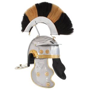 vidaXL Capacete de soldado romano r&eacute;plica LARP a&ccedil;o prateado
