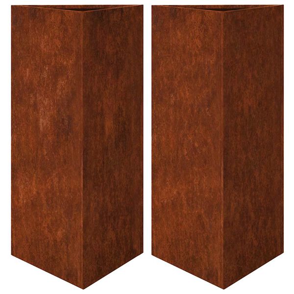 vidaXL Vaso/floreira 2 pcs triangular 40x40x75 cm a&ccedil;o intemp&eacute;ries