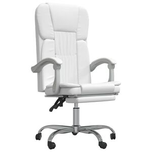 vidaXL Cadeira de escrit&oacute;rio reclin&aacute;vel couro artificial branco