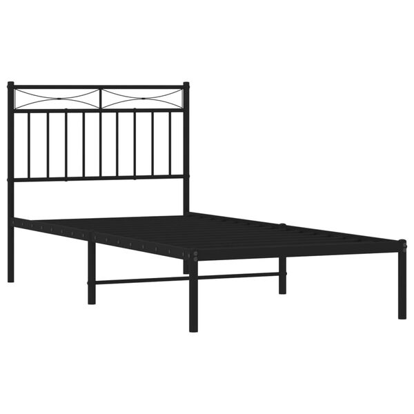vidaXL Estrutura de cama com cabeceira 90x200 cm metal preto