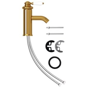 vidaXL Torneira para lavat&oacute;rio de casa de banho 130x180 mm dourado