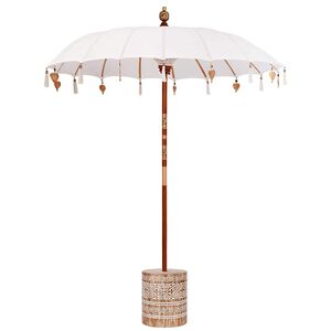 vidaXL Parasol Balin&ecirc;s com Base 250 Creme e Branco 190 x 190 x 250 cm