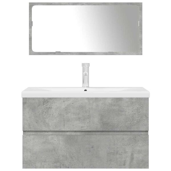 vidaXL 3 pcs conj. m&oacute;veis casa banho derivados madeira cinza cimento