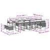 vidaXL 15 pcs conjunto jantar p/ jardim c/ almofad&otilde;es vime PE cinzento
