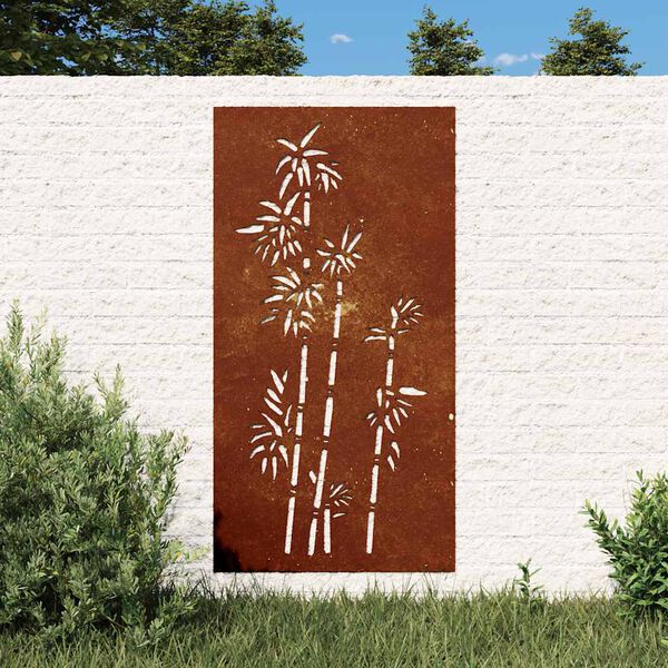vidaXL Decora&ccedil;&atilde;o p/ muro de jardim 105x55 cm a&ccedil;o corten design bambu