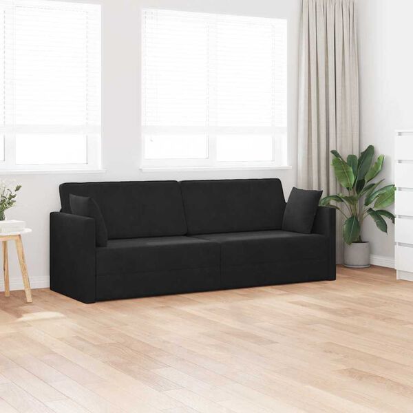 vidaXL Sof&aacute;-cama de ch&atilde;o 200cm Preto Veludo
