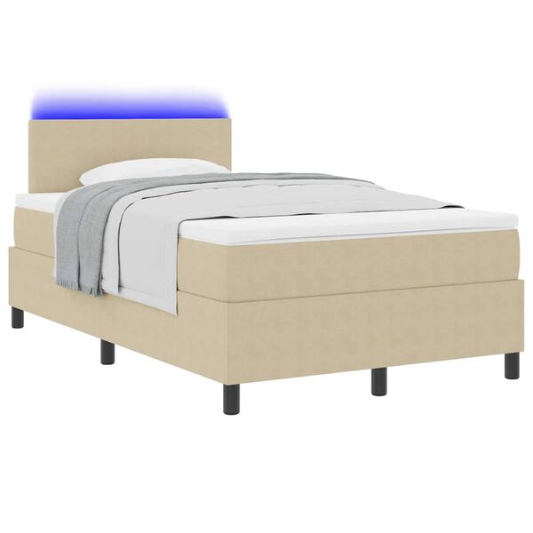 vidaXL Cama Box Spring LED Cinza Claro e Branco 120 x 190 cm