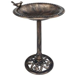vidaXL Banheira para p&aacute;ssaros de jardim pl&aacute;stico cor bronze