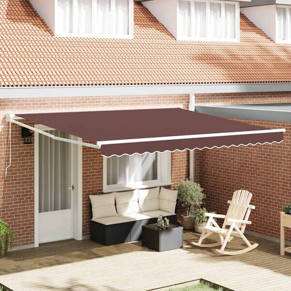 vidaXL Toldo retr&aacute;til manual 400x300 cm castanho