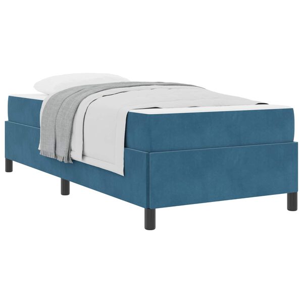 vidaXL Estrutura da Cama com colch&atilde;o Azul Escuro 90 x 190 cm tecido