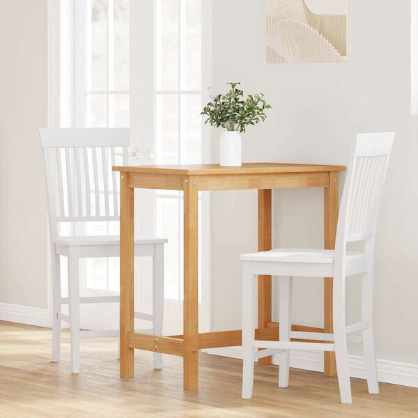 vidaXL Bancos de bar 2 pcs madeira de seringueira maciça branco