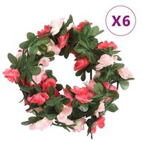 vidaXL Grinaldas de flores artificiais 6 pcs 250 cm rosa