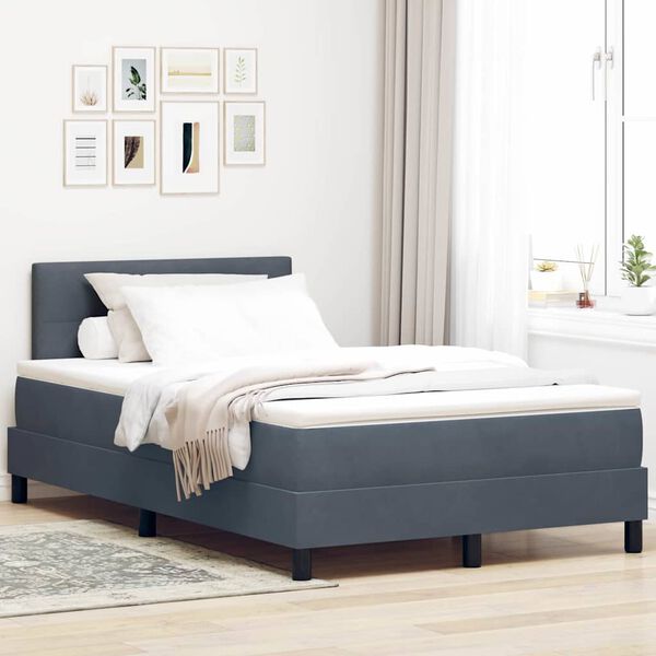 vidaXL Cama Box com colch&atilde;o Cinza Escuro 120 x 200 cm Veludo