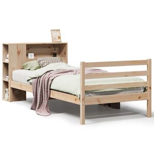 vidaXL Cama com estante sem colch&atilde;o 75x190 cm pinho maci&ccedil;o