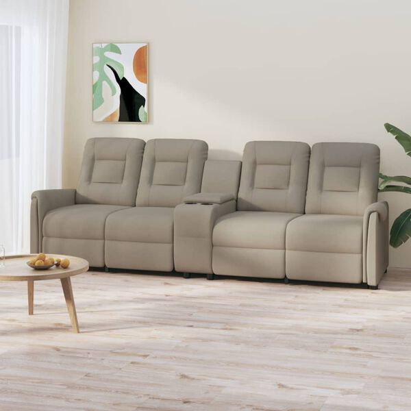 vidaXL Poltrona massagem 4 lug. reclin&aacute;vel c/ suporte copo cinza-claro