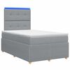 vidaXL Cama Box com LED e Colch&atilde;o Cinzento-claro 120 x 200 cm Tecido